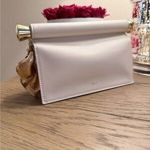 JW PEI White Clutch with Gold Accents